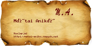 Mátai Anikó névjegykártya